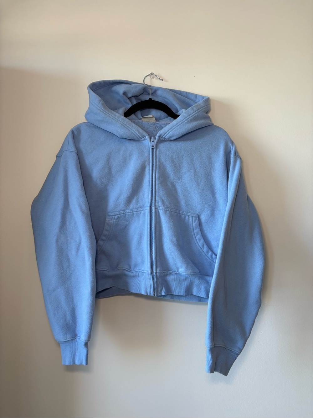 TNA Light Blue Full Zip Cropped Hoodie